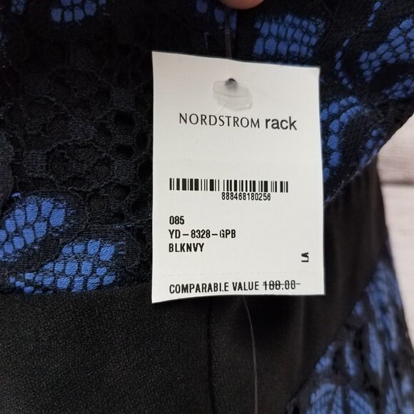 NEW Harlyn L Two Tone Lace Cocktail Sheath Dress Surplice Neck - Picture 12 of 14